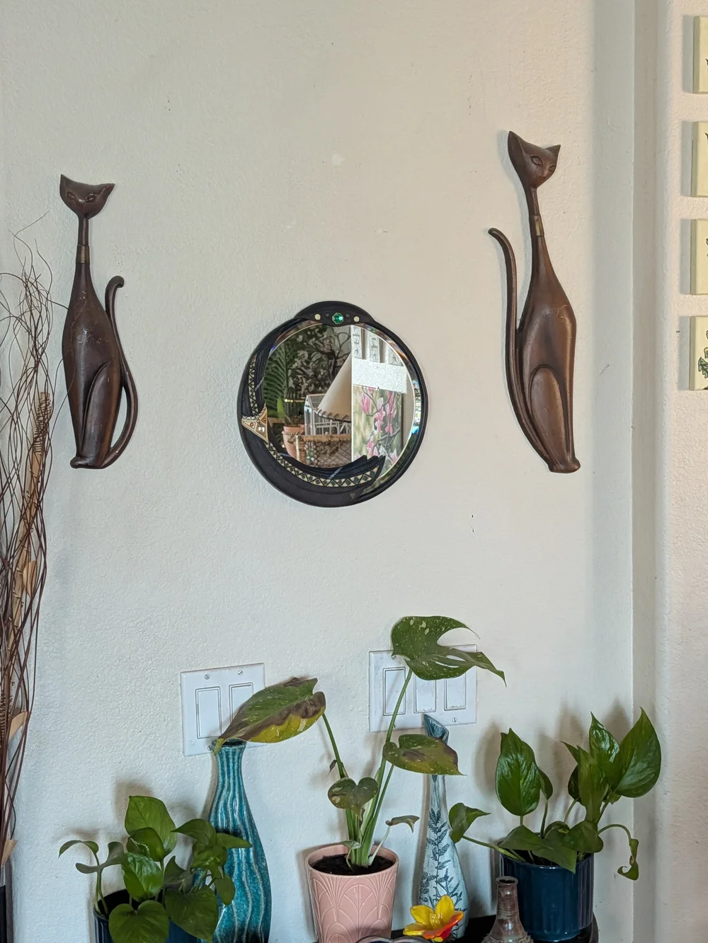 Vintage 1999 Mahogany Princess Round Wall Mirror – Enesco Parastone / Russo